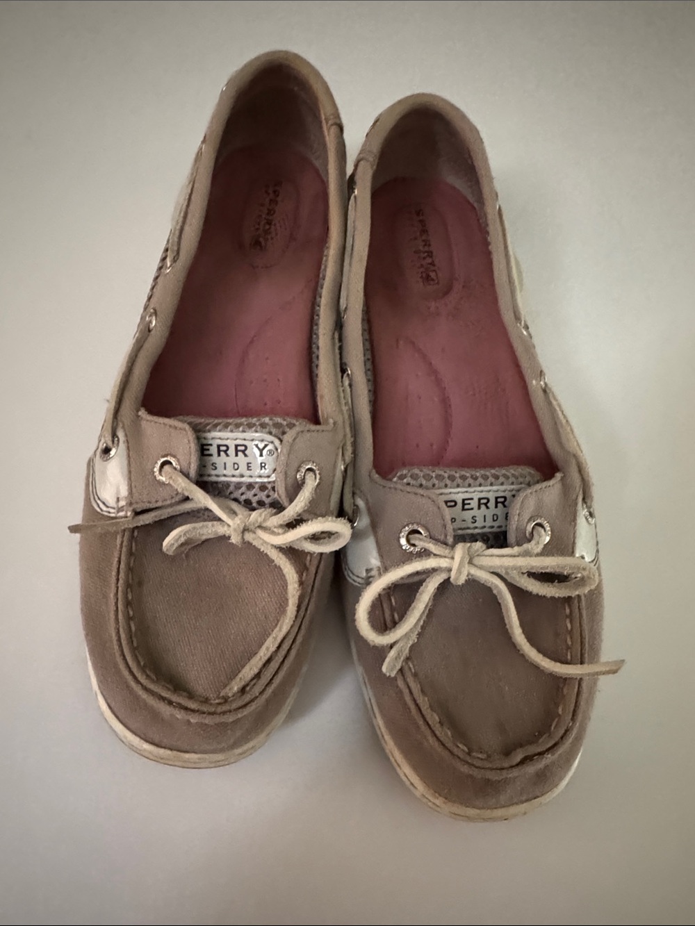 Sperry Women's Taupe Canvas Moccasin Boat Shoes